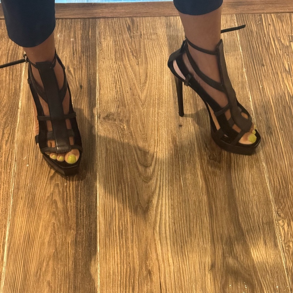 Gucci black leather and suede 160 mm platform heels